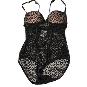 Lingerie lace teddy, black. Size medium